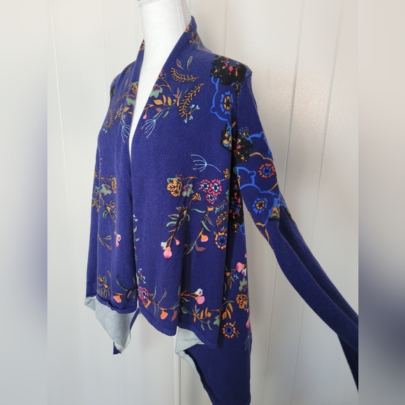 Anthropologie × Sleeping On Snow Botanical Garden Cardigan Sweater Blue Floral M - Picture 9 of 13